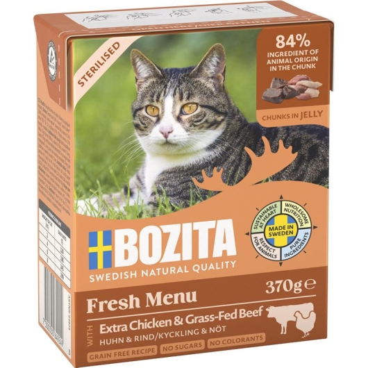 Bozita Cat Tetra Recard Häppchen in Gelee Sterilised mit Huhn & Rind 370g 