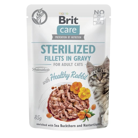 Brit Care Cat PB Fillets in Gravy - Kaninchen Sterilized 85g 